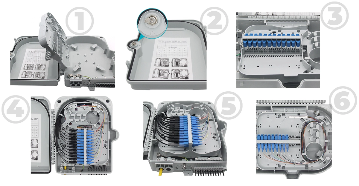 FTTH розподільний бокс на 24 волокна, 2 входи 24 виходи